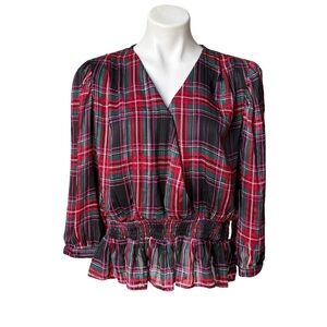 NWT, Riley & Rae Mix and Mingle Wrap Plaid Smock Top, Sz XL
